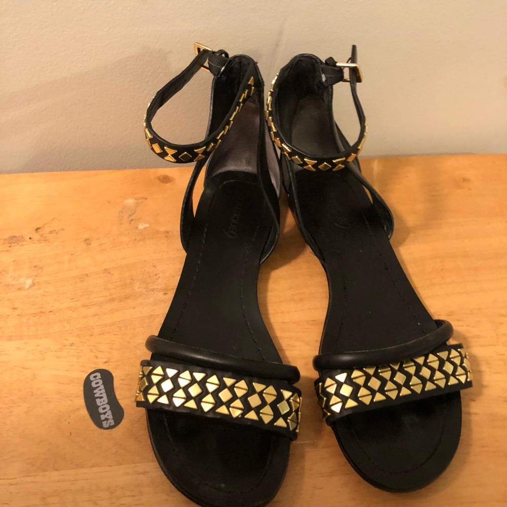 Open toe ankle strap flats